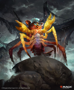 ambiguous_gender antennae_(anatomy) beak claws cloud exoskeleton feral looking_up outside raining rock shipwreck solo standing text water what_has_science_done yellow_body yellow_exoskeleton narendra_bintara_adi furby hasbro magic:_the_gathering wizards_of_the_coast arthropod crustacean furby_(species) hybrid absurd_res english_text hi_res official_art
