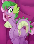 absurd_res anthro areola big_breasts big_butt blush breasts butt crossgender dragon female friendship_is_magic hasbro hi_res looking_back my_little_pony mythological_creature mythological_scalie mythology nipples nude pearlyiridescence rear_view scalie side_boob solo spike_(mlp) tail