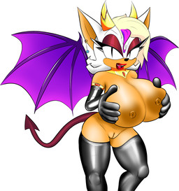 alternate_species anthro areola armwear back_wings bat_wings big_breasts blonde_hair breast_squish breasts clothing ear_piercing ear_ring elbow_gloves eyelashes eyeshadow female genitals gloves hair handwear heart_symbol highlights_(coloring) holding_breast horn huge_breasts latex legwear looking_at_viewer makeup membrane_(anatomy) membranous_wings nipples piercing pupils purple_highlights ring_piercing simple_background slit_pupils solo spade_tail squish tail thigh_highs vulva white_background wings wallyroo sega sonic_the_hedgehog_(series) rouge_the_bat bat demon mammal succubus absurd_res hi_res portrait three-quarter_portrait