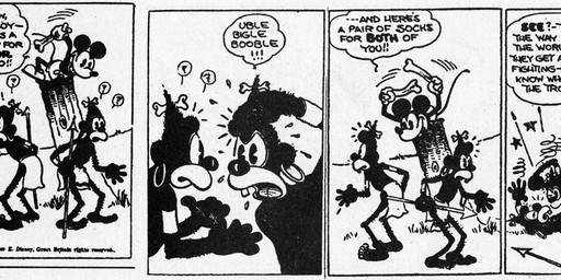 5_toes ambiguous_gender anthro bone bottomwear clothed clothing dialogue ear_piercing ear_ring feet fingers footwear gloves handwear loincloth male melee_weapon motion_lines open_mouth outside pants piercing polearm question_mark racism ring_piercing shoes spear speech_bubble tail teeth text toes tongue violence weapon ub_iwerks walt_disney_(artist) win_smith disney public_domain mickey_mouse mammal mouse murid murine rodent 1930 20th_century absurd_res ancient_art black_and_white comic english_text hi_res monochrome