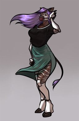 anthro bottomwear clothed clothing curvy_figure eyewear female footwear fur furgonomics glasses high_heels hooves lips machine shoes skirt solo tail tail_through_skirt dgirael ayame_(character) giraffid mammal okapi robot hi_res