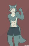 anthro boxers_(clothing) clothing flexing flexing_bicep male muscular muscular_anthro muscular_male shirtless underwear enroshiva beastars legoshi_(beastars) canid canine canis mammal wolf 2025 absurd_res hi_res sketch