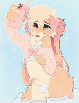 accessory anthro biped blep blush blush_lines bodily_fluids bottomwear bow_accessory bow_ribbon cellphone clothed clothed_anthro clothed_male clothing electronics erection fur genital_fluids genitals hair hair_accessory hair_bow hair_ribbon holding_object holding_phone jewelry leaking_precum legwear male motion_lines necklace one_eye_closed panties penis phone phone_charm precum ribbons selfie simple_background smartphone smile solo sparkles stockings tail taking_picture taking_selfie thigh_highs tongue tongue_out topwear underwear wink wuff34 lagomorph leporid mammal rabbit digital_media_(artwork) hi_res