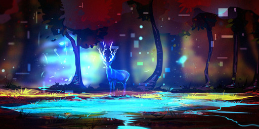 antlers detailed_background feral forest grass horn male outside plant solo standing tree water ryky deer mammal 2015 digital_media_(artwork)