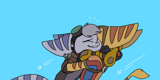 anthro bangs blue_background duo ear_piercing ear_ring eyes_closed eyewear eyewear_on_head female goggles goggles_on_head hug male mechanical_arm piercing ring_piercing simple_background smile goodboytown ratchet_and_clank sony_corporation sony_interactive_entertainment ratchet_(ratchet_and_clank) rivet_(ratchet_and_clank) lombax mammal hi_res