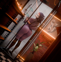 4_eyes anthro bathing big_breasts big_butt black_talons breasts brick brick_wall butt buttplug crossgender dutch_angle feathers female glass glistening glistening_body glowing glowing_eyes hair hand_on_own_breast inside long_hair looking_at_viewer looking_back looking_back_at_viewer modern_architecture mtf_crossgender multi_eye nipples non-mammal_breasts non-mammal_nipples pink_nipples plant plant_pot plug_(sex_toy) potted_plant purple_body purple_hair rear_view red_sclera sex_toy shower showering smile smiling_at_viewer solo standing tail tail_feathers wall_(structure) white_eyes wide_hips impaer_jaster samzan_(modeler) hellaverse helluva_boss stolas_(helluva_boss) avian bird demon owl 2026 3d_(artwork) digital_media_(artwork) full-length_portrait hi_res portrait watermark