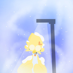 anthro bodily_fluids charm_(jewelry) crying fur jewelry male necklace snow solo tears trauma yellow_body yellow_fur arte_misee bei_aureum_(arte_misee) avian bird columbid pigeon