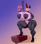 2022 absurd_res animal_dildo animal_sex_toy areola bedroom_eyes ber00 big_breasts boots breasts clothing dildo equine_dildo fake_ears fake_rabbit_ears female footwear gabby_(docbats) gardevoir generation_3_pokemon genitals hair hand_on_hip hi_res high_heeled_boots high_heels holding_tray huge_breasts huge_thighs humanoid hyper hyper_breasts latex latex_clothing latex_skinsuit legwear looking_at_viewer medial_ring multicolored_hair narrowed_eyes nintendo nipple_outline pasties pokemon pokemon_(species) purple_areola purple_body pussy red_eyes rubber_clothing seductive sex_toy skinsuit smile solo thick_thighs thigh_boots thigh_highs tight_clothing tray two_tone_hair