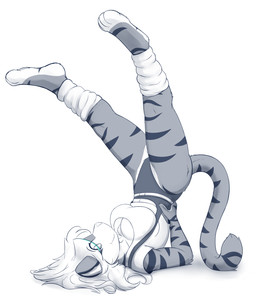 4_toes anthro biped bottomwear breasts clothed clothed_anthro clothed_female clothing countershade_torso countershading feet female fingers fully_clothed fully_clothed_anthro fully_clothed_female fur hair looking_at_viewer markings simple_background smile solo striped_body striped_fur striped_markings striped_tail stripes tail tail_markings toes topwear white_background infinitedge aegis_(infinitedge) domestic_cat felid feline felis mammal 2026 5:6 blue_and_white digital_drawing_(artwork) digital_media_(artwork) hi_res monochrome