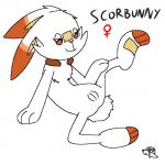 anthro female fur genitals pussy simple_background sitting solo white_background battle_fennec nintendo pokemon generation_8_pokemon lagomorph mammal pokemon_(species) scorbunny 1:1 2019