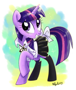 abstract_background accessory bow_(feature) bow_accessory bow_ribbon clothed clothing dress female feral fur furgonomics hair horn legwear looking_at_viewer multicolored_hair purple_body purple_eyes purple_fur ribbons smile solo stockings tail tail_accessory tail_bow tail_ribbon adlynh friendship_is_magic hasbro my_little_pony mythology twilight_sparkle_(mlp) equid equine mammal mythological_creature mythological_equine unicorn 2013 hi_res
