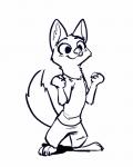 2018 2d_animation 4:5 :3 animated anthro barefoot biped black_and_white blush canid canine claws clothed clothing disney feet fox frame_by_frame fuel_(artist) hi_res male mammal monochrome nick_wilde red_fox short_playtime simple_background solo standing tail tail_motion tailwag toe_claws true_fox white_background zootopia