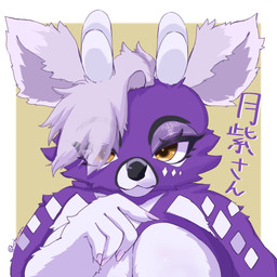 anthro antlers breasts eyeshadow female horn makeup nails solo spots text kira_(artist) komurasaki_tsukushi deer mammal 1:1 hi_res japanese_text