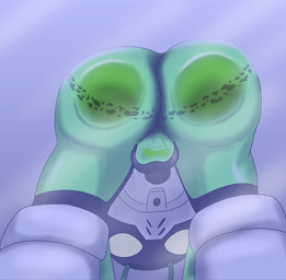 against_surface antennae_(anatomy) anthro armor ass_on_glass astronaut_suit backsack balls balls_on_glass behind_glass big_butt boots bulge butt clothed clothing footwear genitals glass green_body green_skin headgear helmet looking_at_viewer male markings not_furry on_glass on_surface presenting presenting_hindquarters rear_view shoes simple_background skintight_suit solo spacesuit macro710 thatweirdguy space_reggy alien humanoid mammal digital_media_(artwork) hi_res