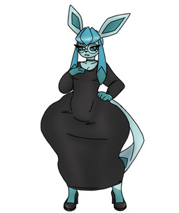 anthro blue_body blue_eyes blue_hair choker clothed clothing crossdressing dress eyewear femboy footwear glasses hair high_heels jewelry long_ears male necklace shoes solo tail wide_hips agent_strudel nintendo pokemon eeveelution generation_4_pokemon glaceon mammal pokemon_(species) hi_res