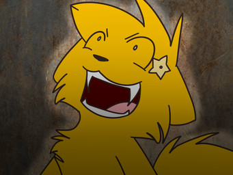 abstract_background ambiguous_gender anthro black_nose cheek_tuft chest_tuft dark facial_tuft fur grin head_tuft humor insane laugh no_sclera nude open_mouth pink_tongue sharp_teeth smile solo tail teeth tongue tuft yellow_body yellow_fur caramelcat123 kitten_cutsalot domestic_cat felid feline felis mammal 2011 4:3 digital_drawing_(artwork) digital_media_(artwork) reaction_image female_(lore)