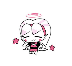 4_legs :3 chibi clothed clothing feathered_wings feathers female halo simple_background solo white_background wings enaic31 hazbin_hotel hellaverse molly_(hazbin_hotel) angel arachnid arthropod spider