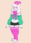 2024 anthro belly blush bottomwear bovid caprine clothed clothing colored_nails crop_top deltarune embarrassed erection erection_under_skirt eyelashes eyewear femboy fembunns fluffy genitals glasses goat half-erect horn humanoid_genitalia humanoid_penis legwear male mammal nails pencil_skirt penis poking_out ralsei redesign scarf shirt shoulderless_sweater simple_background skimpy skirt slightly_chubby slightly_chubby_male solo standing thigh_highs topwear undertale_(series)