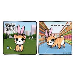 butt dialogue fake_ears fake_rabbit_ears female feral holidays humor joke looking_at_viewer open_mouth presenting presenting_hindquarters smile solo tail talking_to_viewer text wearing_headband young young_feral kashicats easter mido_(kashicats) domestic_cat felid feline felis mammal 1:1 comic digital_media_(artwork) english_text
