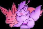 ambiguous/ambiguous ambiguous_gender blush cuddling duo eyes_closed feral fur half-closed_eyes heart_symbol lying male mane narrowed_eyes on_front paws purple_body red_body simple_background sitting transparent_background daybreakshifter nintendo pokemon leif_(nulloffset) taro_(nulloffset) eevee generation_1_pokemon generation_5_pokemon pokemon_(species) zorua alpha_channel monochrome signature