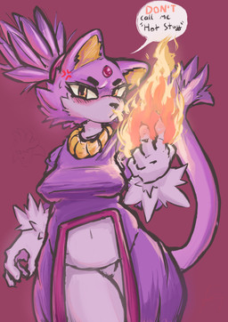 angry anthro attitude breasts clothing cross-popping_vein elemental_manipulation female fire fire_manipulation flustered fur meme_face nipple_outline purple_body purple_clothing purple_fur small_breasts solo furociousarts sega sonic_the_hedgehog_(series) blaze_the_cat silver_the_hedgehog felid feline mammal absurd_res hi_res huge_filesize meme