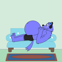anthro belly big_belly furniture living_room male muscular navel overweight overweight_male rug sofa solo supermariofann1 mythology supermariofanboy canid canine canis mammal mythological_canine mythological_creature werecanid werecanine werecreature werewolf wolf 1:1 2024 hi_res