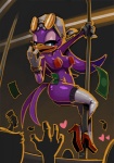 anthro beak blue_eyes breasts clothing dancing eyewear eyewear_on_head falling_money female footwear gloves handwear hat headgear headkerchief headwear high_heels kerchief legwear money non-mammal_breasts pole pole_dancing shoes solo stripper stripper_pole sunglasses thigh_highs tipping bittenhard sega sonic_riders sonic_the_hedgehog_(series) wave_the_swallow avian babylonian_(sonic) bird hirundinid oscine passerine swallow_(bird)