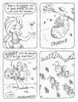 2017 anthro anus arthropod bee beehive breasts butt butt_slap butt_torture circe circe_(artist) clothed clothing comic cutie_mark english_text equid equine female friendship_is_magic fur genitals group hair hasbro horse hymenopteran insect leg_torture limb_torture mammal monochrome my_little_pony open_mouth pain pony pussy rainbow_dash_(mlp) rock slap spanking spanking_self text wings