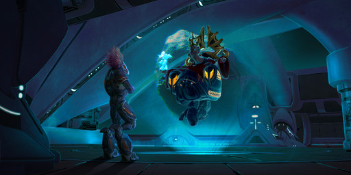 anthro armor digitigrade duo feather_hair feathered_crest feathers female female_anthro floating head_crest hologram holographic inside levitating levitation male pseudo_hair spurs_(anatomy) yellow_eyes stefaink halo_(series) microsoft xbox_game_studios on'tari_(novera) alien avian humanoid kig-yar san'shyuum sangheili scalie t'vaoan colored hi_res
