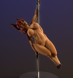 anthro areola dancing ear_piercing ear_ring facial_piercing facial_tuft female labret_piercing lip_piercing navel navel_piercing nipple_dip piercing pole pole_dancing ring_piercing soft_abs solo stripper_pole tongue tongue_piercing tuft vilygota ayn_(fluff-kevlar) canid canine canis jackal mammal 3d_(artwork) digital_media_(artwork) hi_res