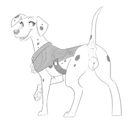 animal_genitalia animal_vulva anus canine_genitalia canine_vulva female female_feral feral floppy_ears genitals pawpads paws plump_labia quadruped raised_tail solo tail tail_anus three-quarter_view vulva halbean 101_dalmatians disney disney_lorcana perdita canid canine canis dalmatian domestic_dog mammal hi_res monochrome
