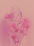 absurd_res ambiguous_gender anatid anseriform anthro avian beak bird duck eyes_closed flower hi_res male_(lore) oselotti plant quill_wonderfowl restricted_palette rose_(flower) solo