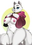 anthro anthrofied areola big_breasts blue_eyes bottomless breasts clothed clothing curvy_figure disney domestic_cat duchess_(aristocats) eyelashes felid feline felis female fluffy fluffy_tail fur geeflakes genitals hi_res hoodie looking_at_viewer mammal mostly_nude nipples pink_nipples pussy solo standing tail the_aristocats thick_thighs topwear voluptuous white_body white_fur wide_hips