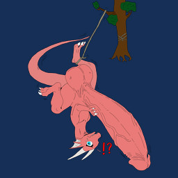 3_toes balls big_balls big_penis feet feral fin genitals huge_balls huge_penis male penis pink_body plant question_mark rope solo toes trap_(contrivance) tree upside_down 0x0001 mythology dragon mythological_creature mythological_scalie scalie wingless_dragon 1:1 absurd_res alpha_channel hi_res