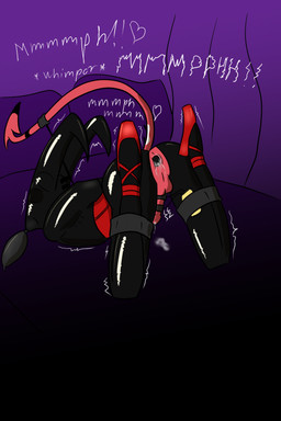 ballet bdsm bodily_fluids bondage bound clothing cum cum_in_ass cum_inside dance_shoes dancewear electrostimulation encasement footwear gag gagged genital_fluids latex male moan pointe_shoes precum restraints shoes solo straitjacket reachahighernoon hellaverse helluva_boss blitzo_(helluva_boss) demon imp hi_res