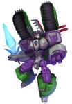 5_fingers ambiguous_gender fingers green_body grin holding_object holding_weapon horn machine melee_weapon multicolored_body not_furry purple_body ranged_weapon red_eyes simple_background smile solo standing sword tank tank_barrel teeth treads vehicle weapon lightsource hasbro takara_tomy transformers transformers:_armada megatron cybertronian humanoid living_machine living_vehicle robot 2023 absurd_res digital_media_(artwork) hi_res