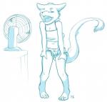 2017 anthro aogami barefoot biped bottomwear bulge claws clothed clothing crop_top crossdressing dragon electric_fan eyes_closed feet femboy fur furred_dragon furred_scalie hi_res long_tail male monochrome mythological_creature mythological_scalie mythology navel open_mouth oscillating_fan scalie shirt shorts simple_background solo standing tail toe_claws topwear xine young young_anthro