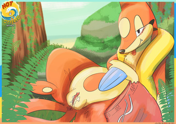 bedroom_eyes border clitoris clothing female genitals narrowed_eyes orange_body outside pool_float presenting seductive swimming_trunks swimwear vulva screamoshaymin nintendo pokemon floatzel generation_4_pokemon pokemon_(species) absurd_res hi_res watermark