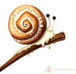 ambiguous_gender black_eyes cinnamon_(spice) cinnamon_bun cinnamon_stick feral food humor pastry pun simple_background solo white_background piper_thibodeau food_creature gastropod mollusk snail digital_media_(artwork) digital_painting_(artwork)