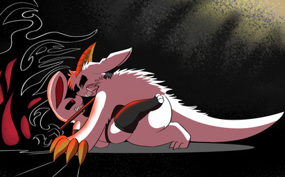 ambiguous_gender angry anthro armwear black_sclera clothing collar corruption duo eye_contact fur leash leash_pull legwear looking_at_another smile stockings tail underwear white_body white_fur unik chikn_nuggit mythology fwench_fwy_(chikn_nuggit) iscream_(chikn_nuggit) dragon lagomorph leporid mammal mythological_creature mythological_scalie rabbit scalie 2021 digital_media_(artwork) hi_res nonbinary_(lore)