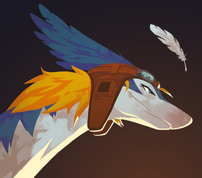 ambiguous_gender aviator_cap blonde_hair clothing eyewear feathers goggles hair headgear headwear simple_background solo flookz legendz mythology shiron dragon mythological_creature mythological_scalie scalie windragon digital_media_(artwork) headshot_portrait portrait