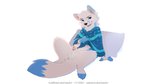 animal_genitalia animal_penis anthro balls blue_eyes bottomless canine_genitalia canine_penis clothed clothing fur genitals male penis penis_tip poncho poncho_only sheath solo white_body white_fur letodoesart leto_(letodoesart) arctic_fox canid canine fox mammal true_fox 16:9 widescreen