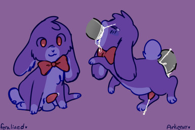 anal anal_penetration bodily_fluids bow_tie countershading cum cum_in_ass cum_in_mouth cum_inside disembodied_penis eyes_closed fellatio feral feralized floppy_ears fur genital_fluids genitals male male/male oral penetration penile penis precum purple_body purple_fur questionable_consent red_bow_tie red_eyes red_penis rough_oral rough_sex scut_tail sex short_tail spitroast tail tears artienvy five_nights_at_freddy's scottgames bonnie_(fnaf) lagomorph leporid mammal rabbit 3:2 hi_res
