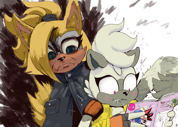anthro bite biting_lip black_cloak black_clothing bodily_fluids cloak clothing drooling fangs female female_anthro fingerless_gloves glare gloves hair handwear looking_at_porn magazine male ponytail porn_magazine pornography saliva shirt teeth topwear yellow_clothing yellow_shirt yellow_topwear 4chan_anon unknown_artist attack_on_titan idw_publishing sega sonic_the_hedgehog_(comics) sonic_the_hedgehog_(idw) sonic_the_hedgehog_(series) shadow_the_hedgehog sonic_the_hedgehog surge_the_tenrec tangle_the_lemur whisper_the_wolf afrosoricid canid canine canis eulipotyphlan hedgehog lemur mammal primate ring-tailed_lemur strepsirrhine tenrec wolf hi_res