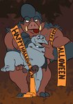 anthro duo fishhook_gag hair holidays larger_male male male/male nipples priest size_difference smaller_male text birdy halloween dickins common_hippopotamus hippopotamid mammal suid suine sus_(pig) wild_boar english_text hi_res