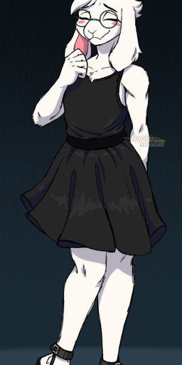 5_toes anthro black_clothing black_dress clothing colored_nails dress eyes_closed feet femboy footwear happy high_heels male nails pink_nails plantigrade shoes simple_background smile solo toes zimakum deltarune undertale_(series) ralsei bovid caprine goat mammal absurd_res colored_sketch hi_res sketch