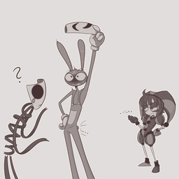 4_fingers annoyed anthro blush bodily_fluids clicking confusion controller female fingers group hand_on_hip holding_object male mask remote_control remote_controlled_vibrator shaking shivering sound_effects surprised sweat sweatdrop tears trio vibrating screaming_alice glitch_productions kinktober kinktober_2025 the_amazing_digital_circus gangle_(tadc) jax_(tadc) pomni_(tadc) animate_inanimate humanoid lagomorph leporid mammal rabbit 1:1 absurd_res hi_res