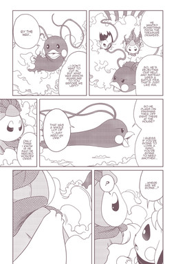 6_panel_comic ambiguous_gender beak cheek_spots cloud dialogue exclamation_point eyebrows feral fluffy fur group hair hand_on_shoulder leaf looking_back motion_lines open_mouth outside question_mark scarf speech_bubble talking_to_another text tongue trio umikit nintendo pokemon pokemon_mystery_dungeon spike_chunsoft gladdiop_(aots) koko_(aots) muro_(aots) altaria generation_2_pokemon generation_3_pokemon generation_5_pokemon petilil pichu pokemon_(species) 2025 comic english_text monochrome multiple_scenes