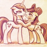 blush bodily_fluids clothing cutie_mark duo female feral french_kissing hat headgear headwear horn kissing male male/female messy quadruped saliva shirt sloppy_kiss tail tongue topwear karol_pawlinski friendship_is_magic hasbro my_little_pony mythology fleur_de_lis_(mlp) hayseed_turnip_truck_(mlp) equid equine mammal mythological_creature mythological_equine unicorn 1:1 monochrome