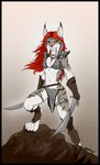 anthro cosplay female hair melee_weapon red_hair solo sword tribal weapon spectronic mira_(spectronic) red_sonja felid feline lynx mammal absurd_res hi_res